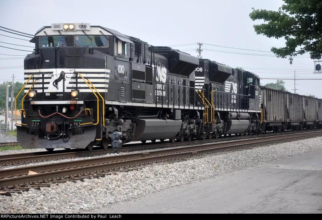 Loaded coal train rolls north